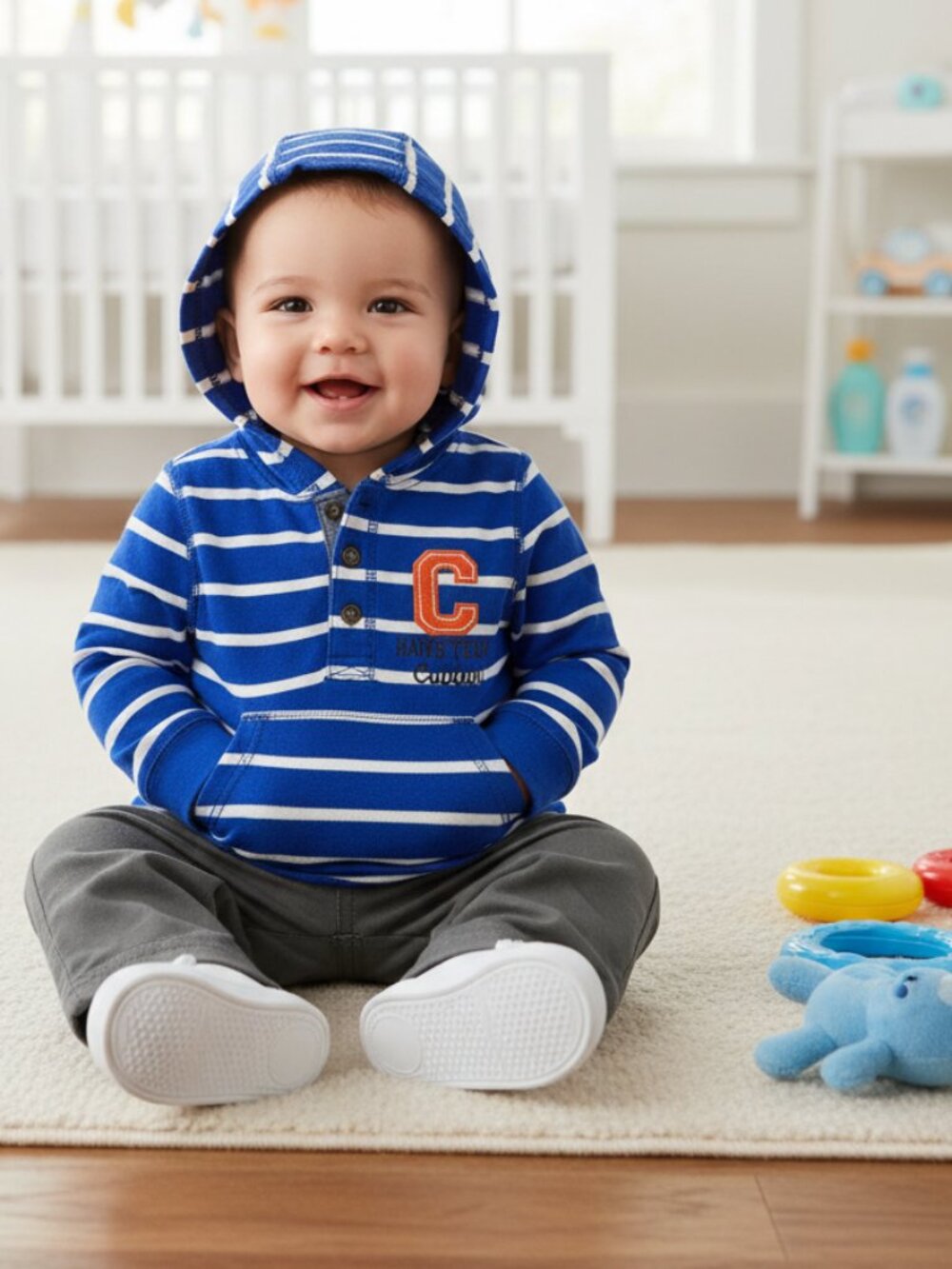 NWT Carter's 2 Pc Hoodie Hooded Sweatshirt Pant Set 9M Outfit NEW Carters Blue